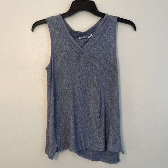 SIGRID OLSEN Knit Linen A Line Sleeveless Tank, Heathered Blue- Medium - Picture 1 of 9